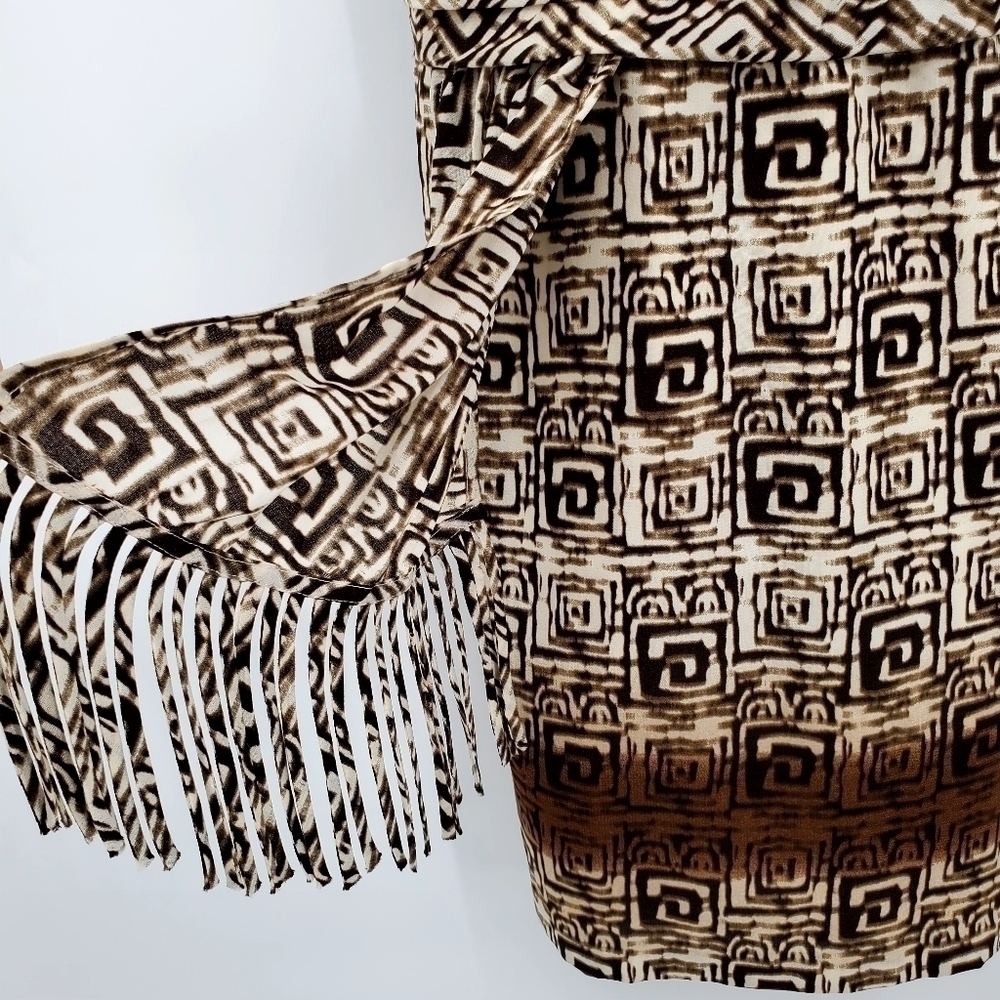 Muse Boston Proper Tribal Print One Shoulder Fringe Dress - Picture 4 of 11